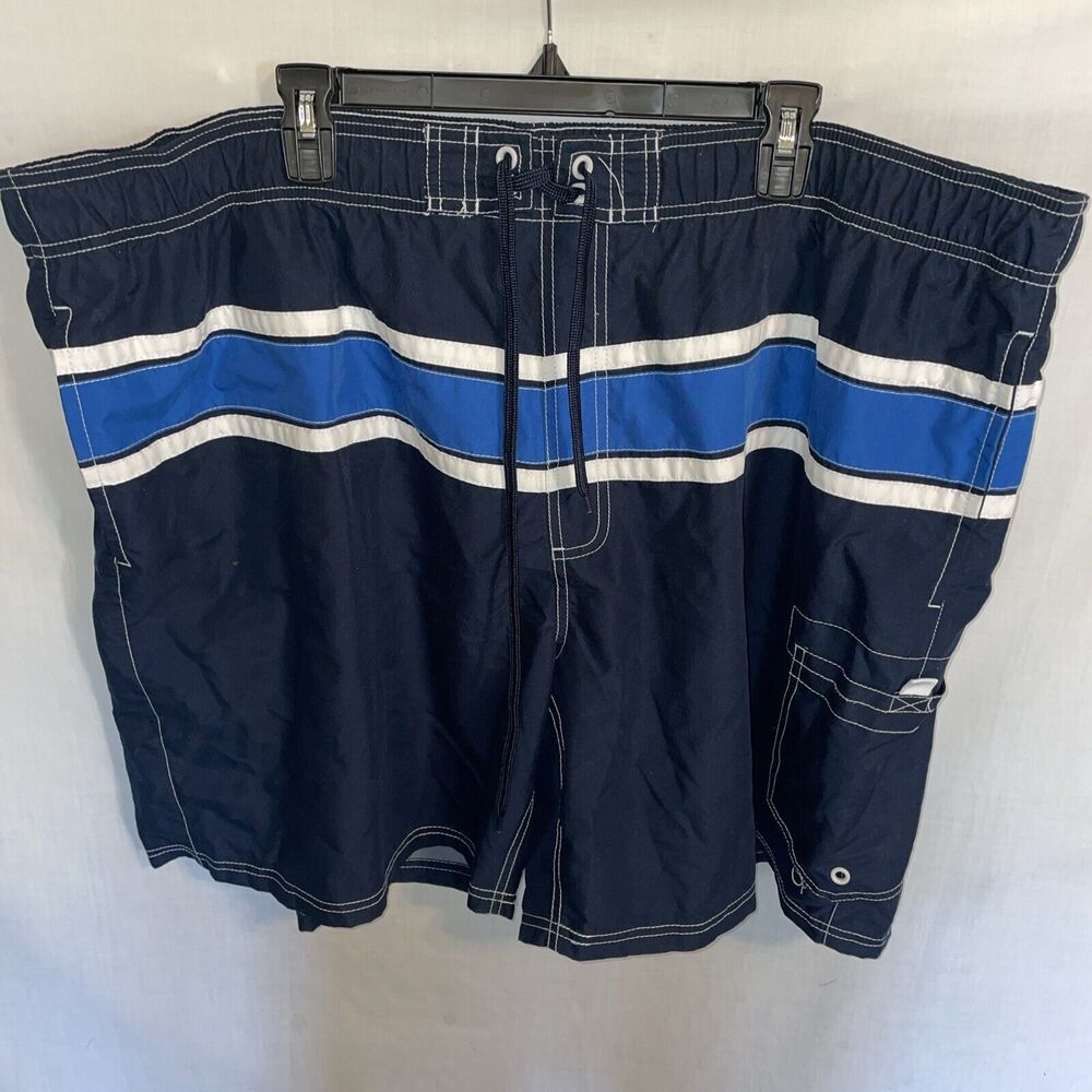 Ocean Pacific Swim Trunks Men’s Size (48-50) Blue Drawstring Pockets Inseam 8